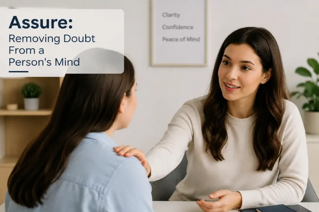 Assure vs Ensure vs Insure: Assure: Removing Doubt From a Person's Mind