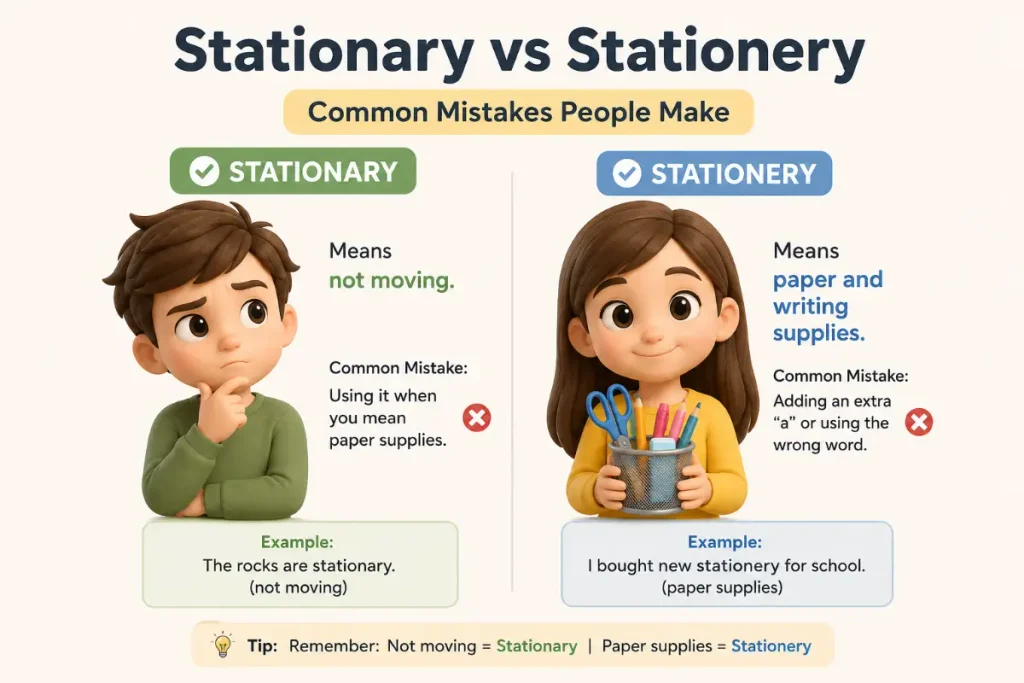 Stationary vs Stationery: Common Mistakes People Make.
