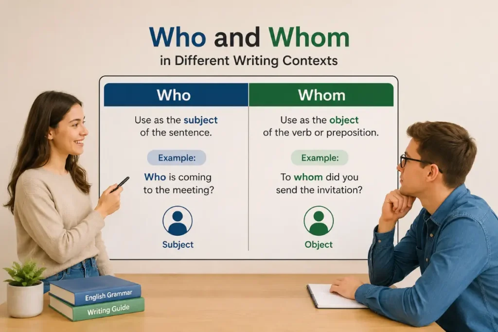 Who and Whom in Different Writing Contexts