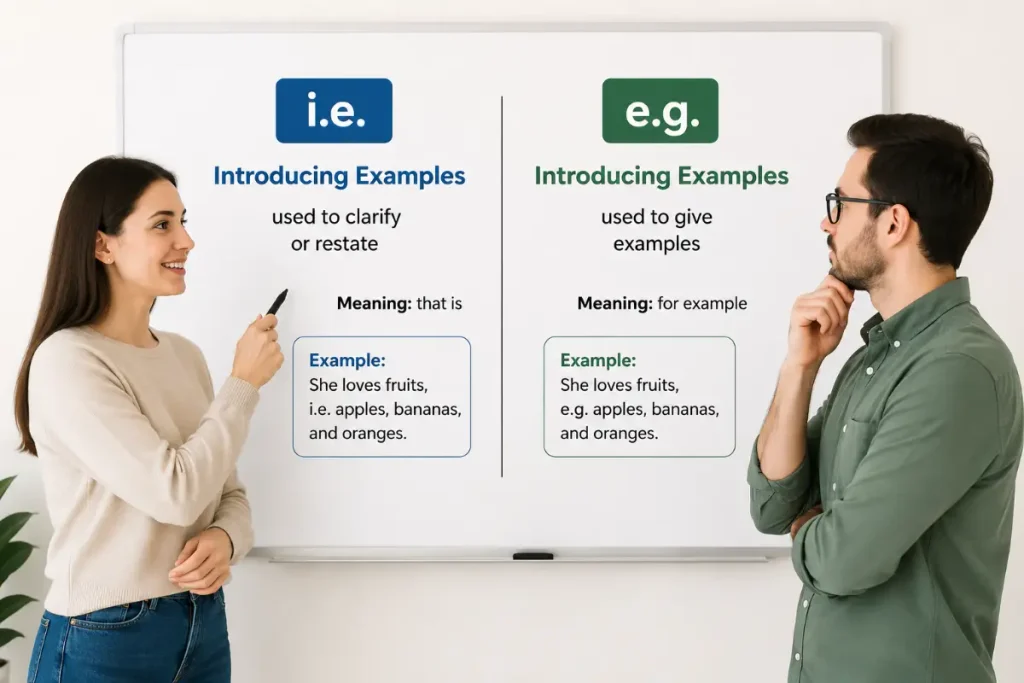 i.e. vs e.g. introducing examples.
