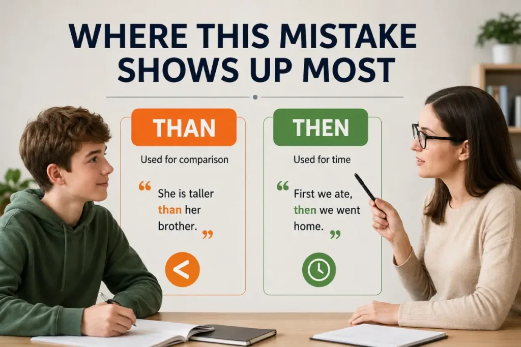 Than vs Then: where this common grammar mistake shows up most in everyday writing.