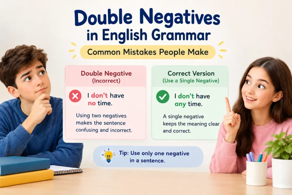 Double Negatives in English Grammar: Common Mistakes People Make and how to avoid them.