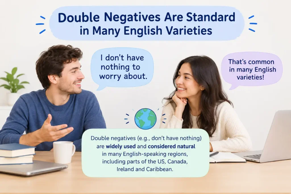 Double Negatives Are Standard in Many English Varieties grammar explanation