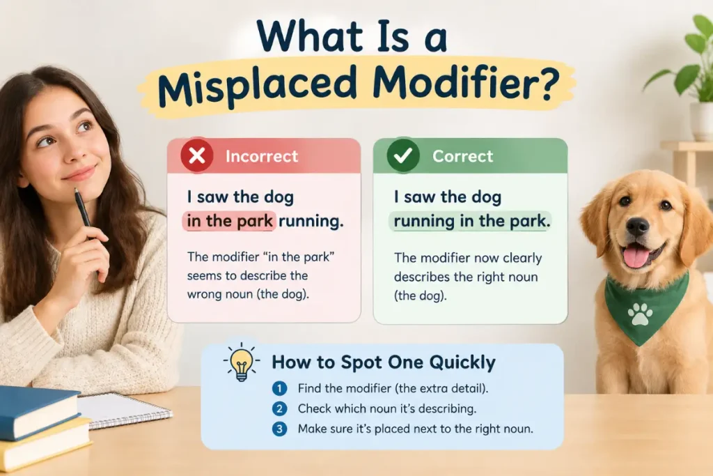 What Is a Misplaced Modifier? How to Spot One Quickly with clear grammar examples.