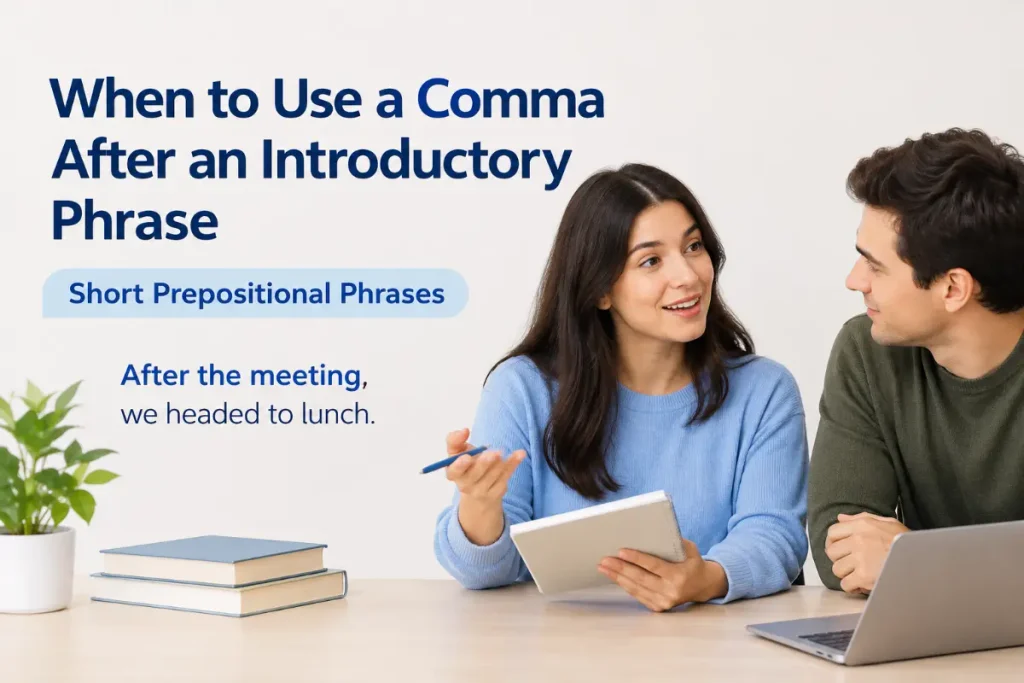 When to Use a Comma After an Introductory Phrase with Short Prepositional Phrases.