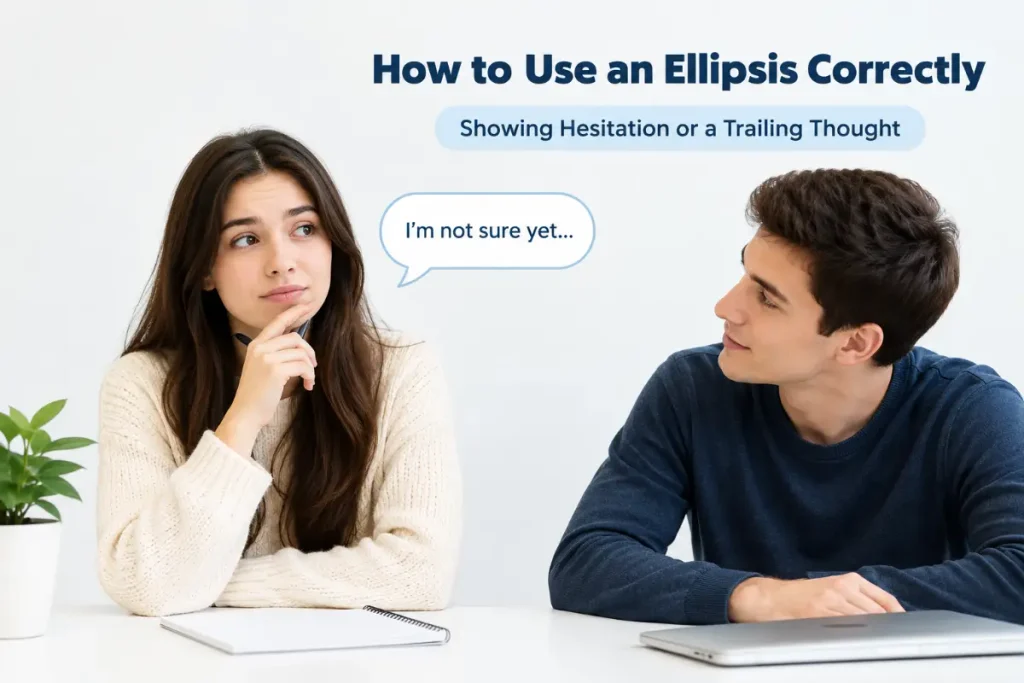 How to use an ellipsis correctly for showing hesitation or a trailing thought.
