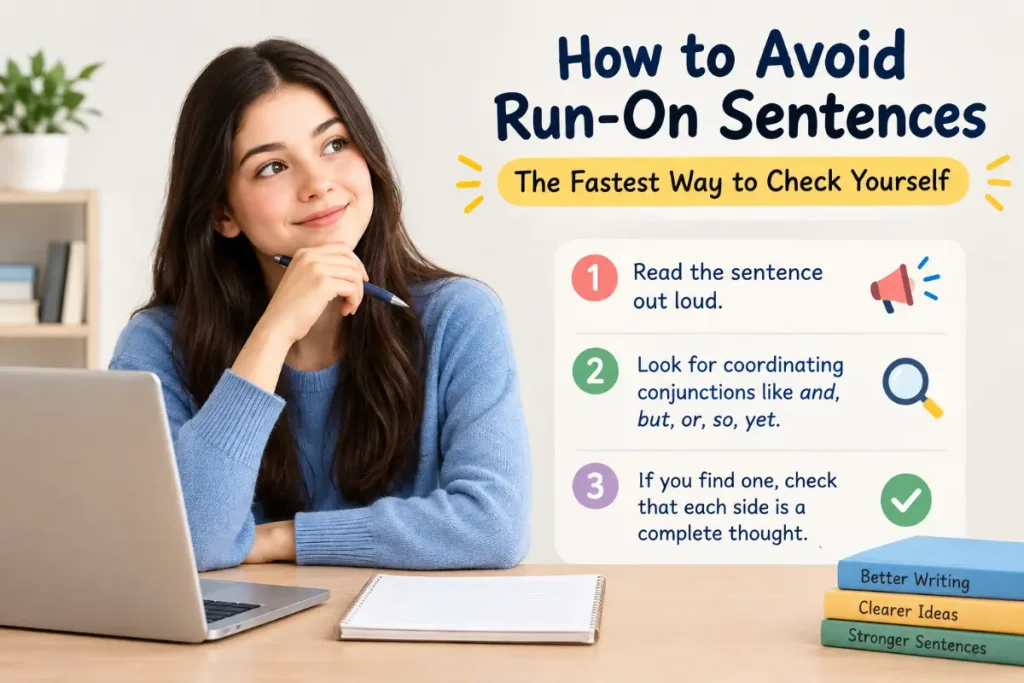 How to Avoid Run-On Sentences: The Fastest Way to Check Yourself with a realistic grammar guide.