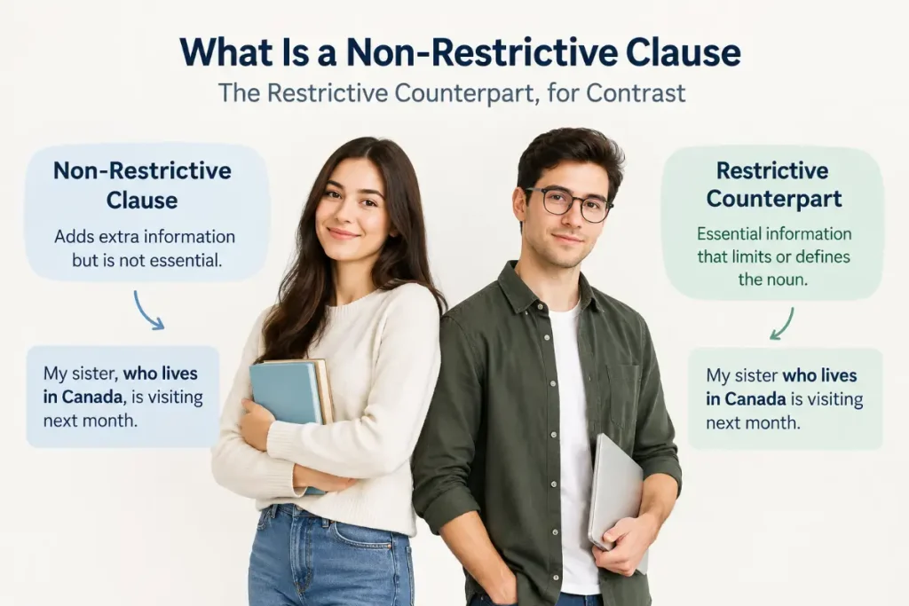 What Is a Non-Restrictive Clause with the restrictive counterpart for contrast.