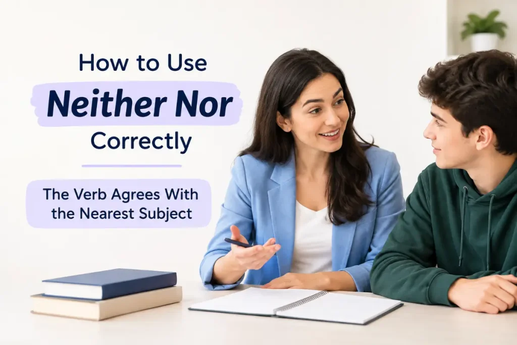 How to Use Neither Nor Correctly with the verb agreeing with the nearest subject.