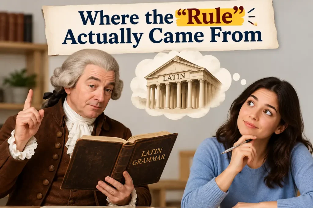 Where the “Rule” Actually Came From — split infinitive grammar history with two characters.