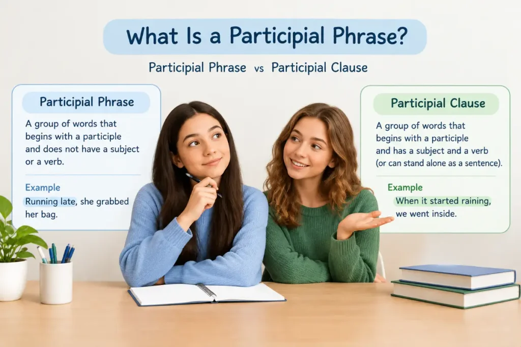 What Is a Participial Phrase? Comparing a participial phrase and participial clause with examples.
