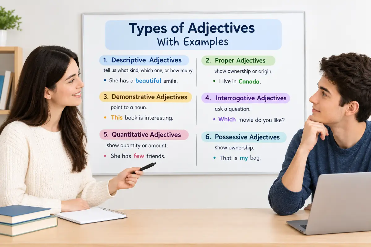 Types of Adjectives with Examples: 8 Types Explained (2026)