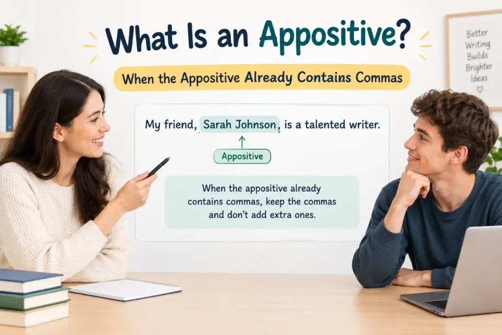 What Is an Appositive? Learn how commas clarify appositives in sentences.